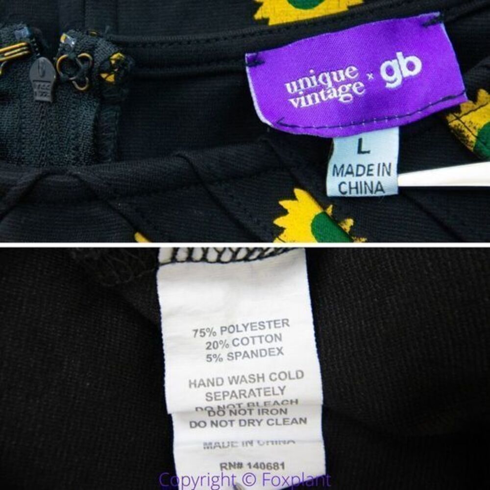Unique Vintage X GB Gwynnie Bee Sunflower Black Dress, L - Picture 16 of 16